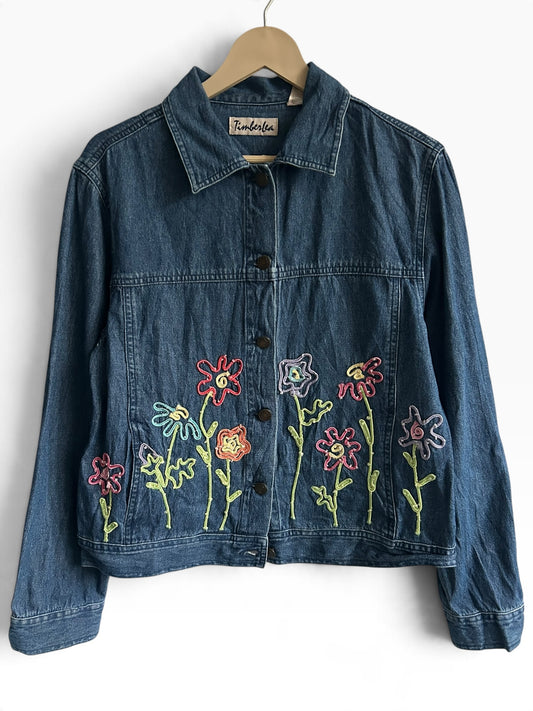 Denim Floral Shacket: 40”