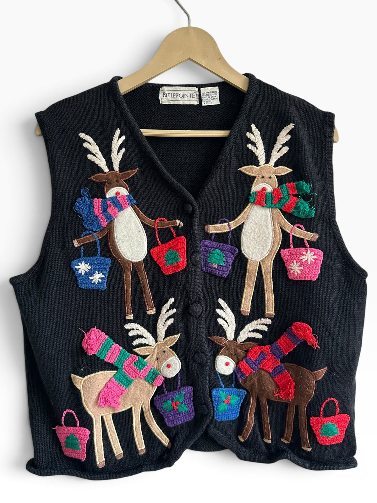 Reindeer Christmas Knit Black Vest