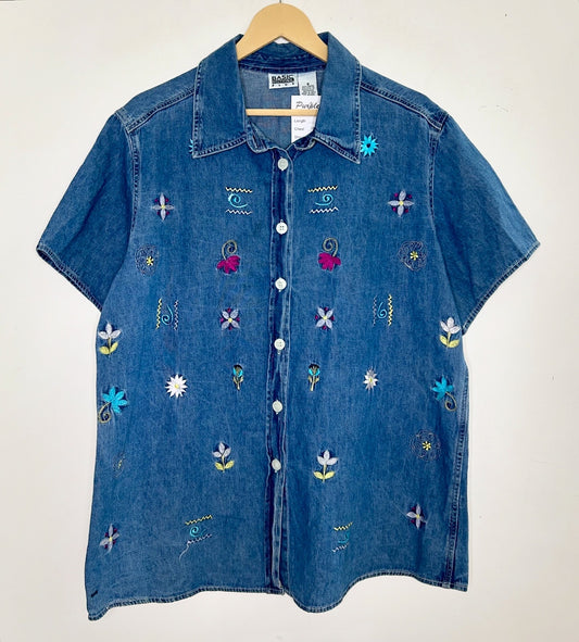 Tiny Patterned Denim Shirt