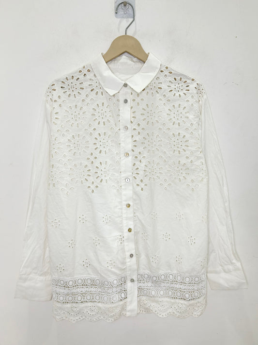 White Cotton Cut-Out Shirt