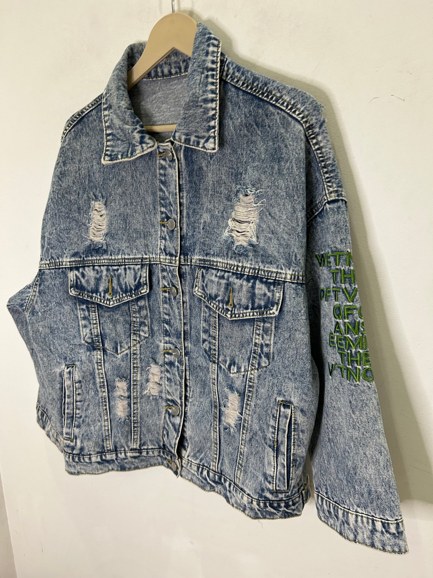Pearl Embroidered Jean Jacket