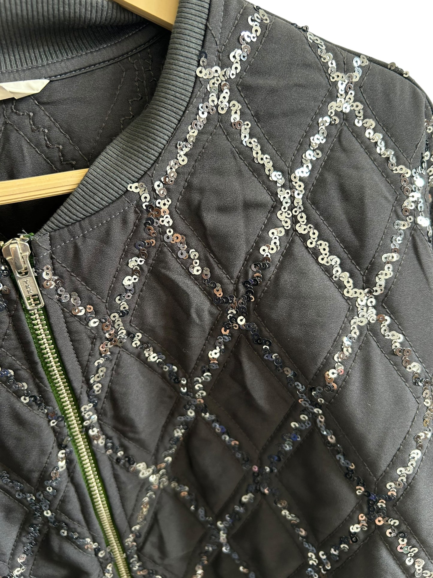Sequinned bomber jacket
