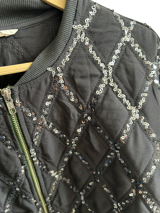 Sequinned bomber jacket