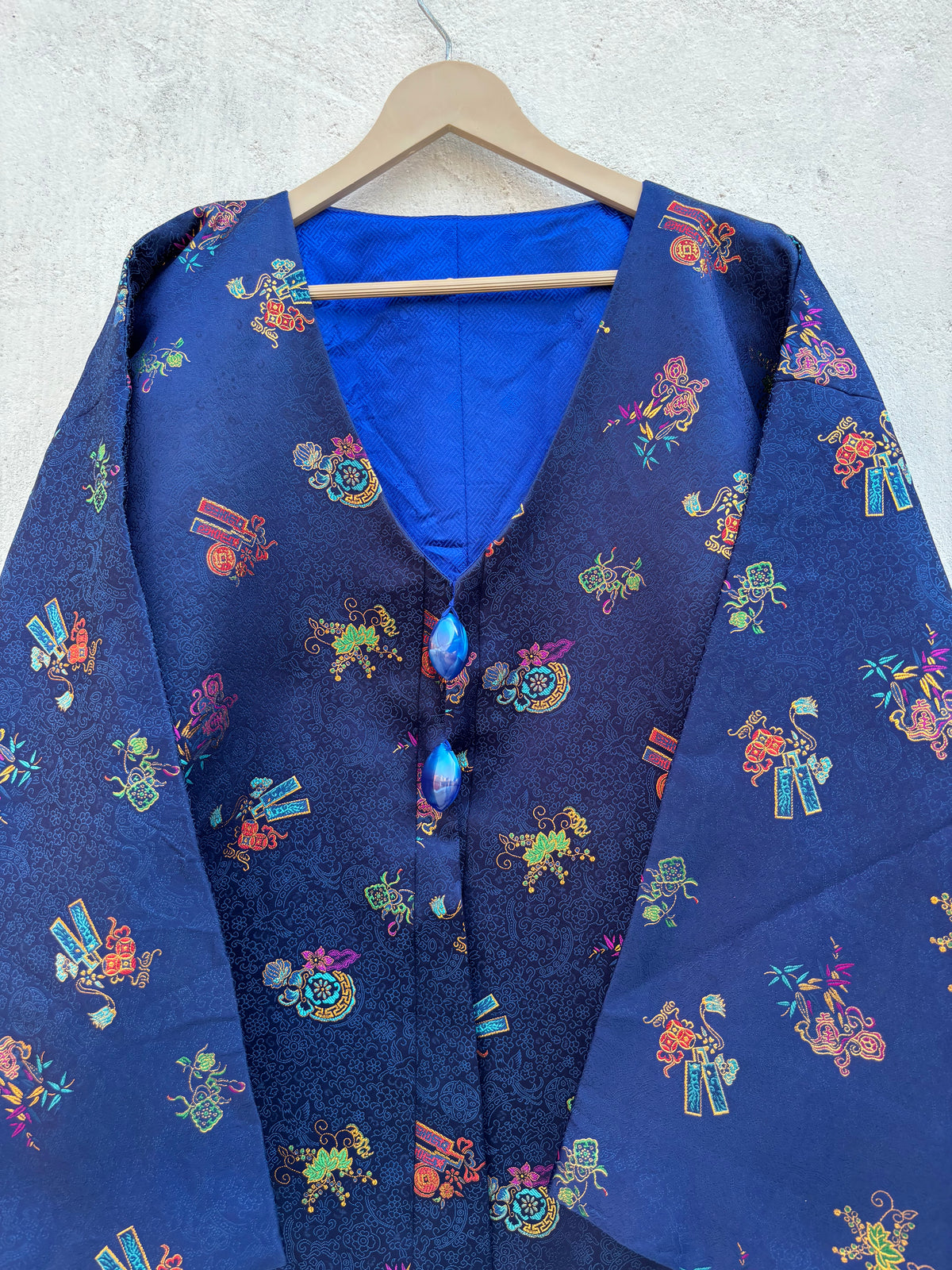 Blue Vintage Floral Jacket: 48”