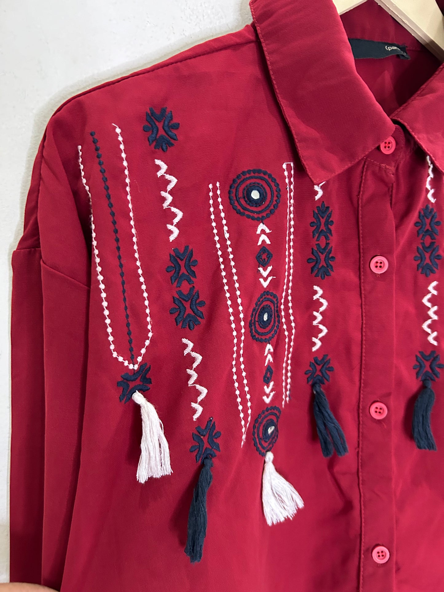 Embroidered Tassel Shirt