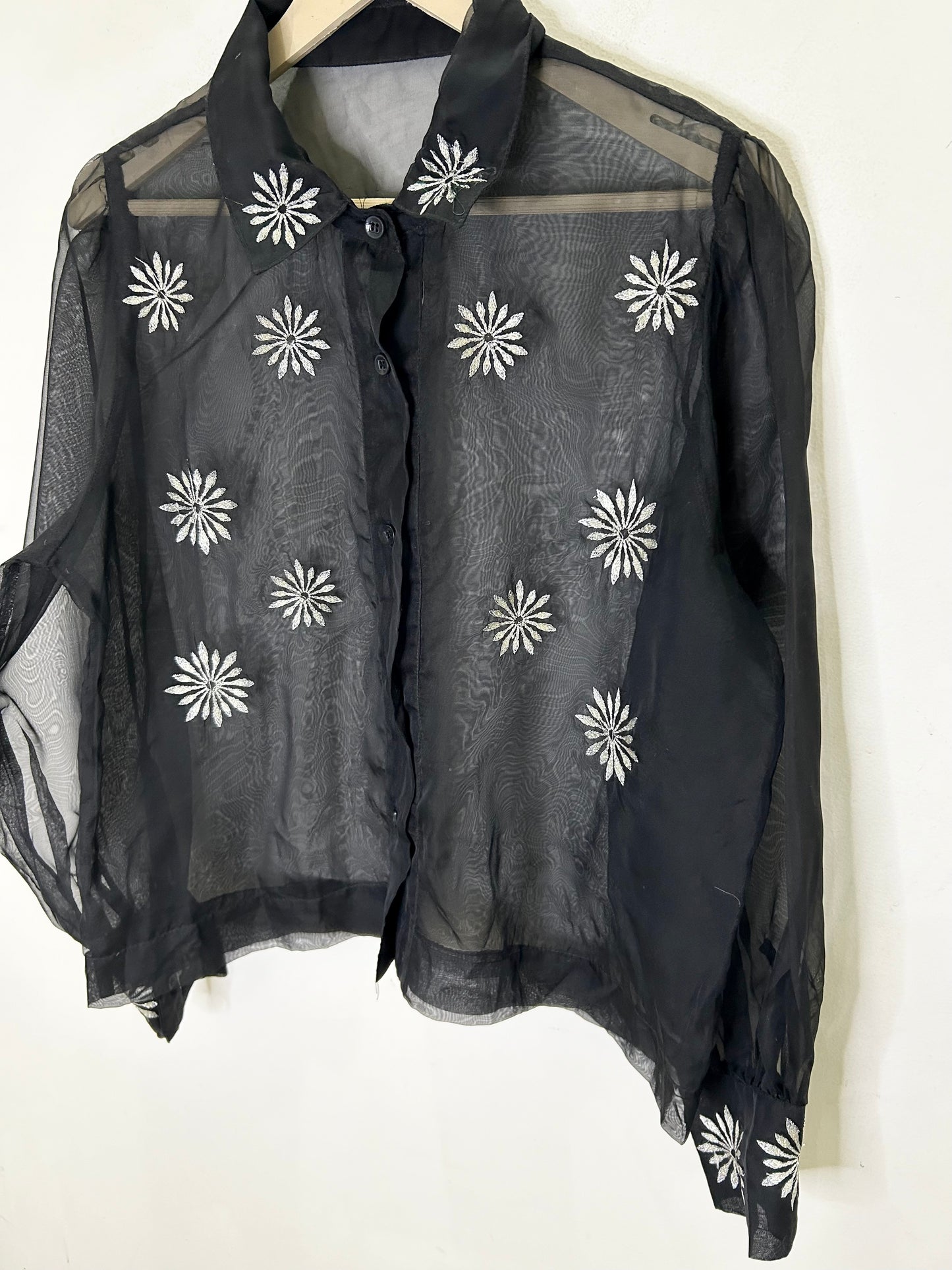 Mesh Silver Embroidered Shirt