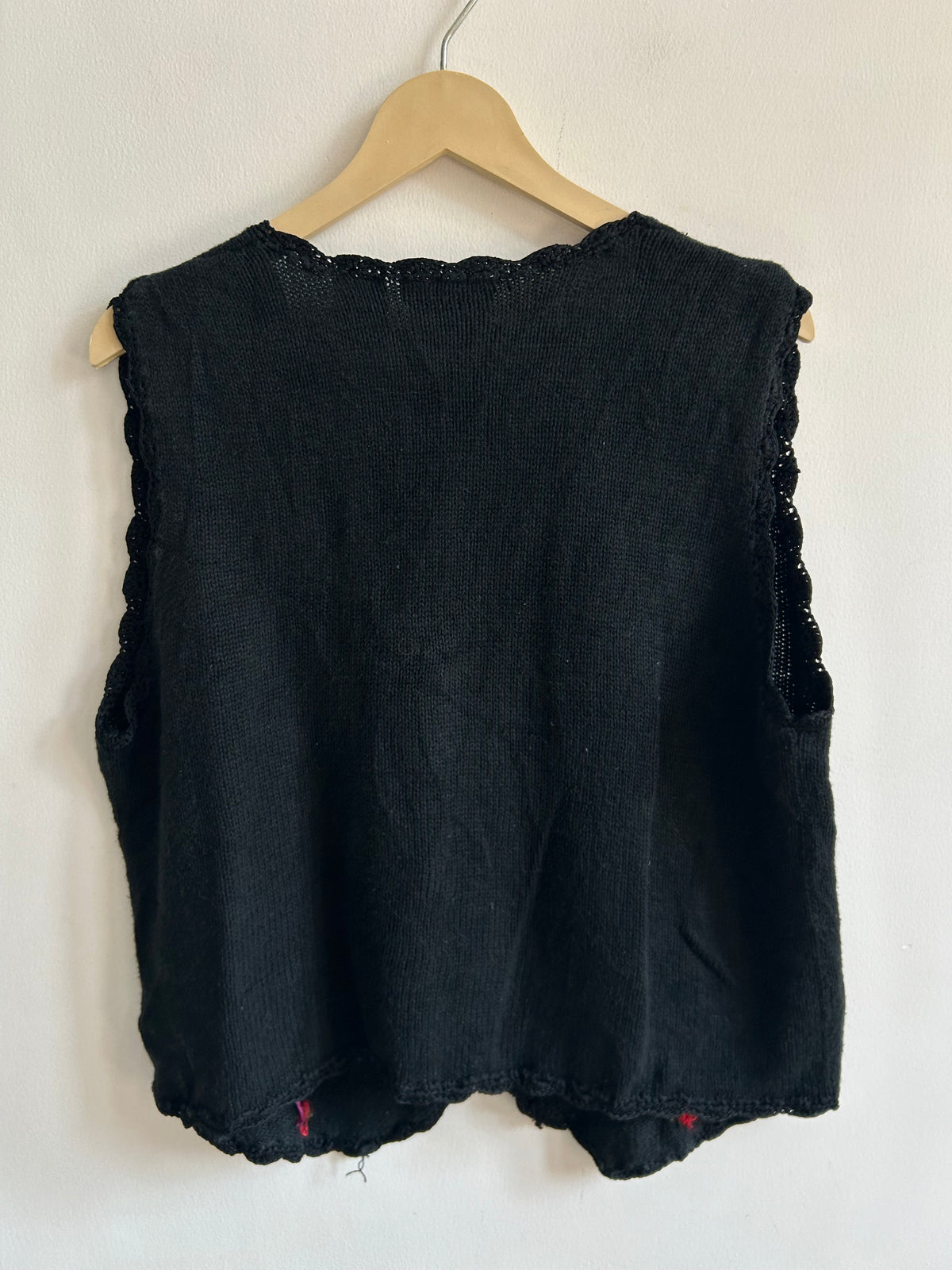 Floral Embroidered Black Vest