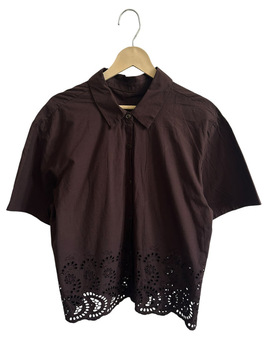 Brown Cotton Schiffli Shirt