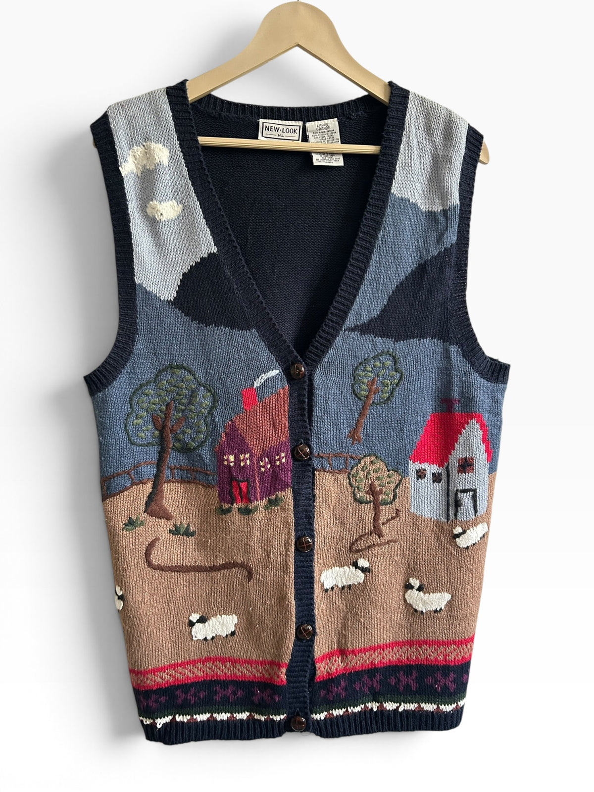 Vintage Countryside Farm Sheep Knit Vest