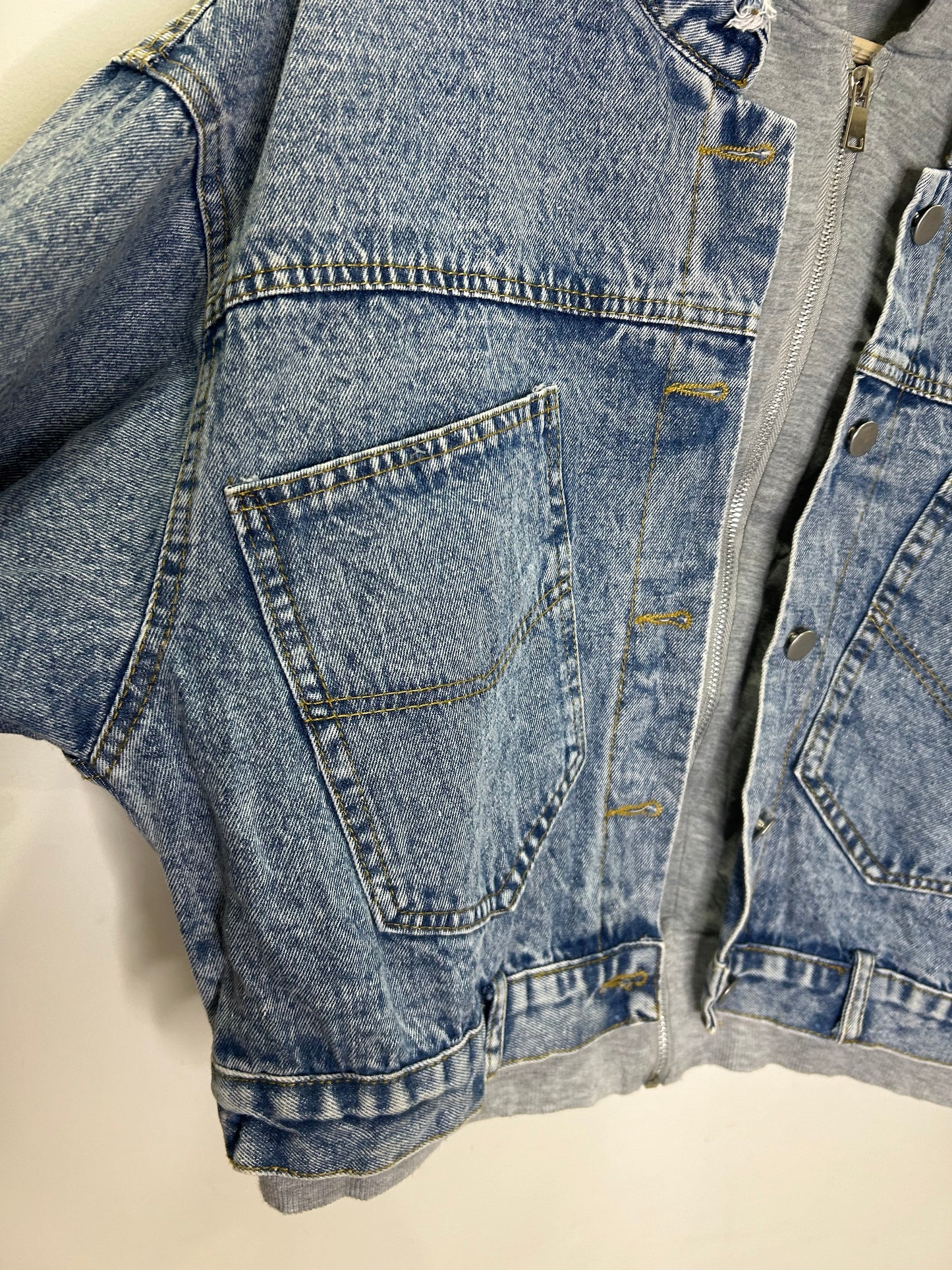 Layered Denim Hooded Jacket