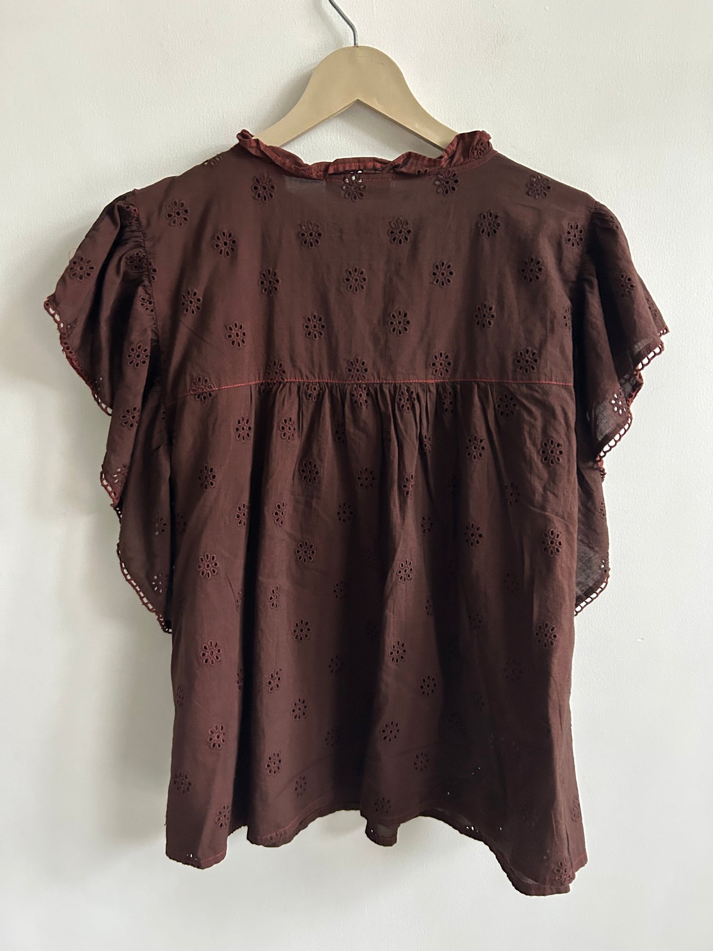 Brown Schiffli Top