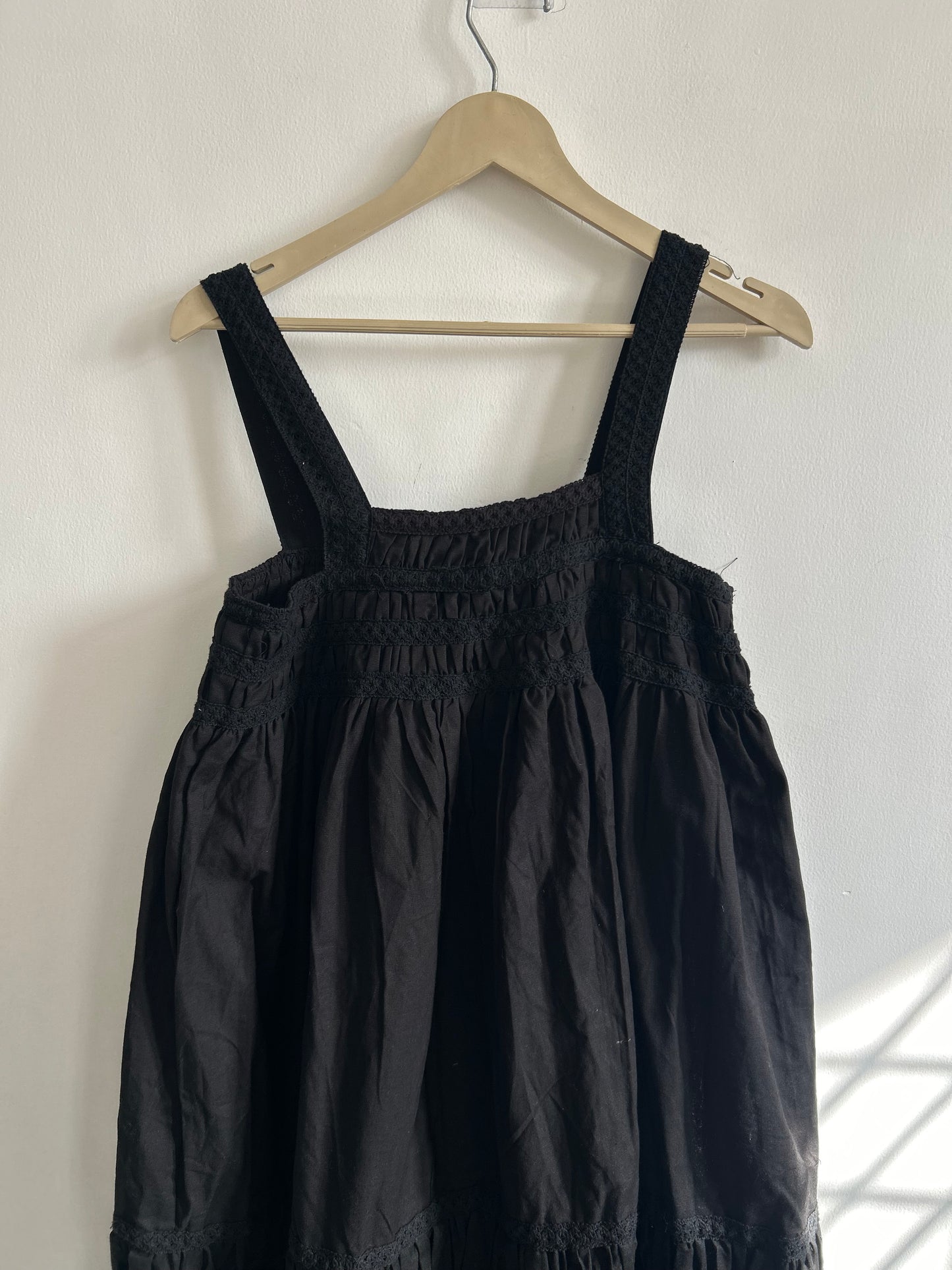 Black LINEN LOOK EMBROIDERED DETAIL MAXI DRESS (Copy)