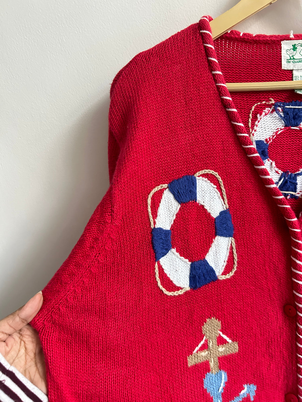 Vintage Nautical Coastal Short Sleeve Cardigan