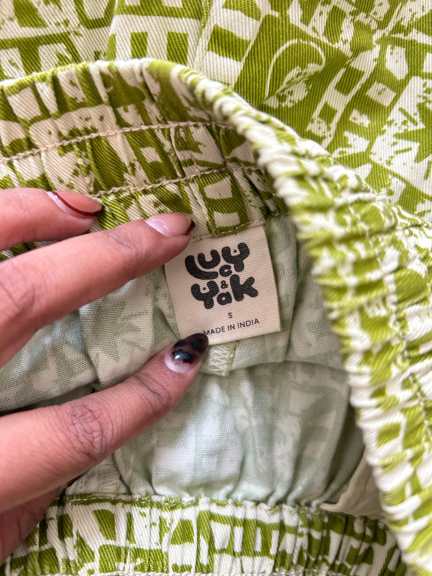 LUCY & YAK Green Celestial Checkerboard Shorts