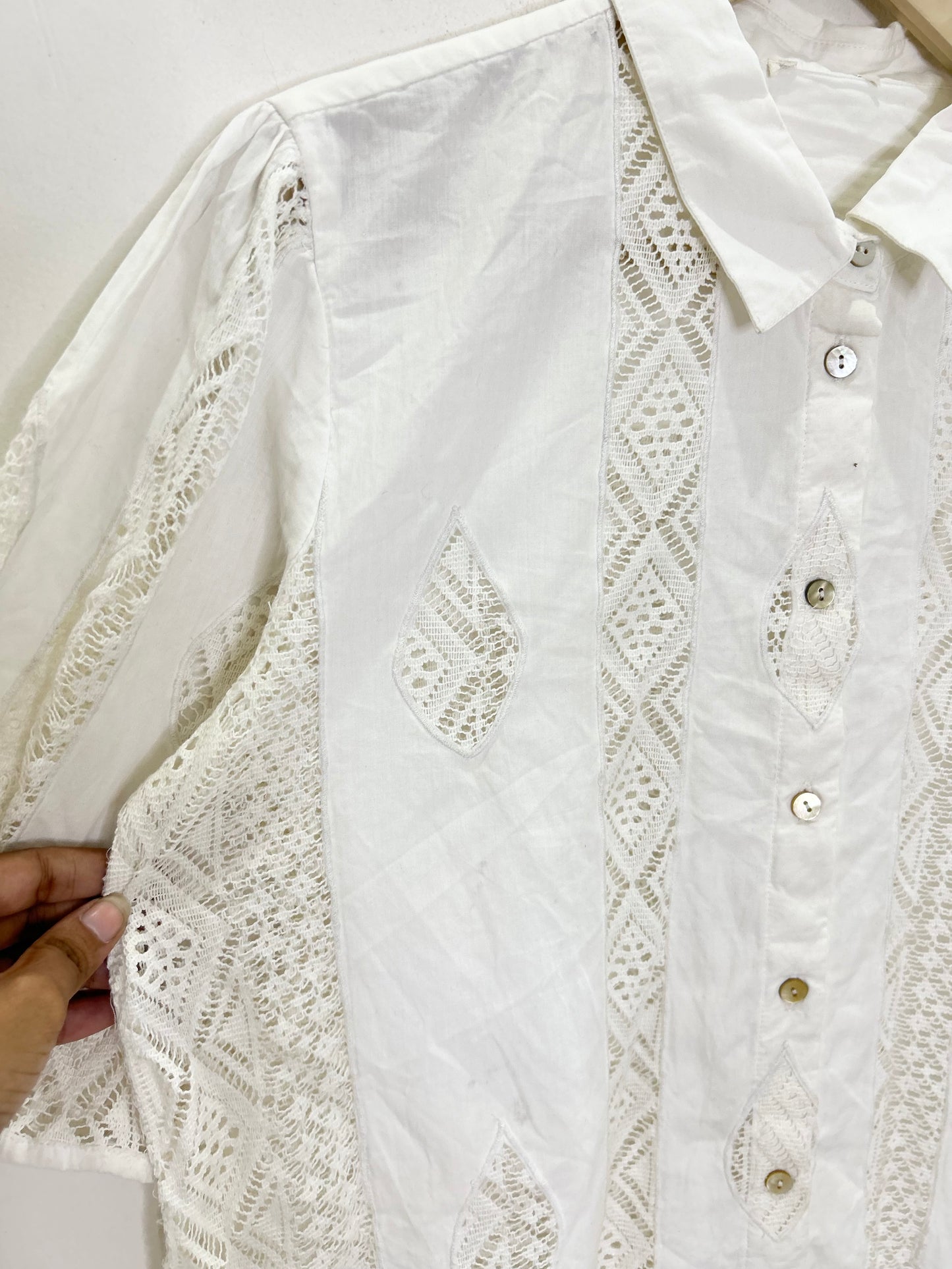 White Lace Cotton Shirt