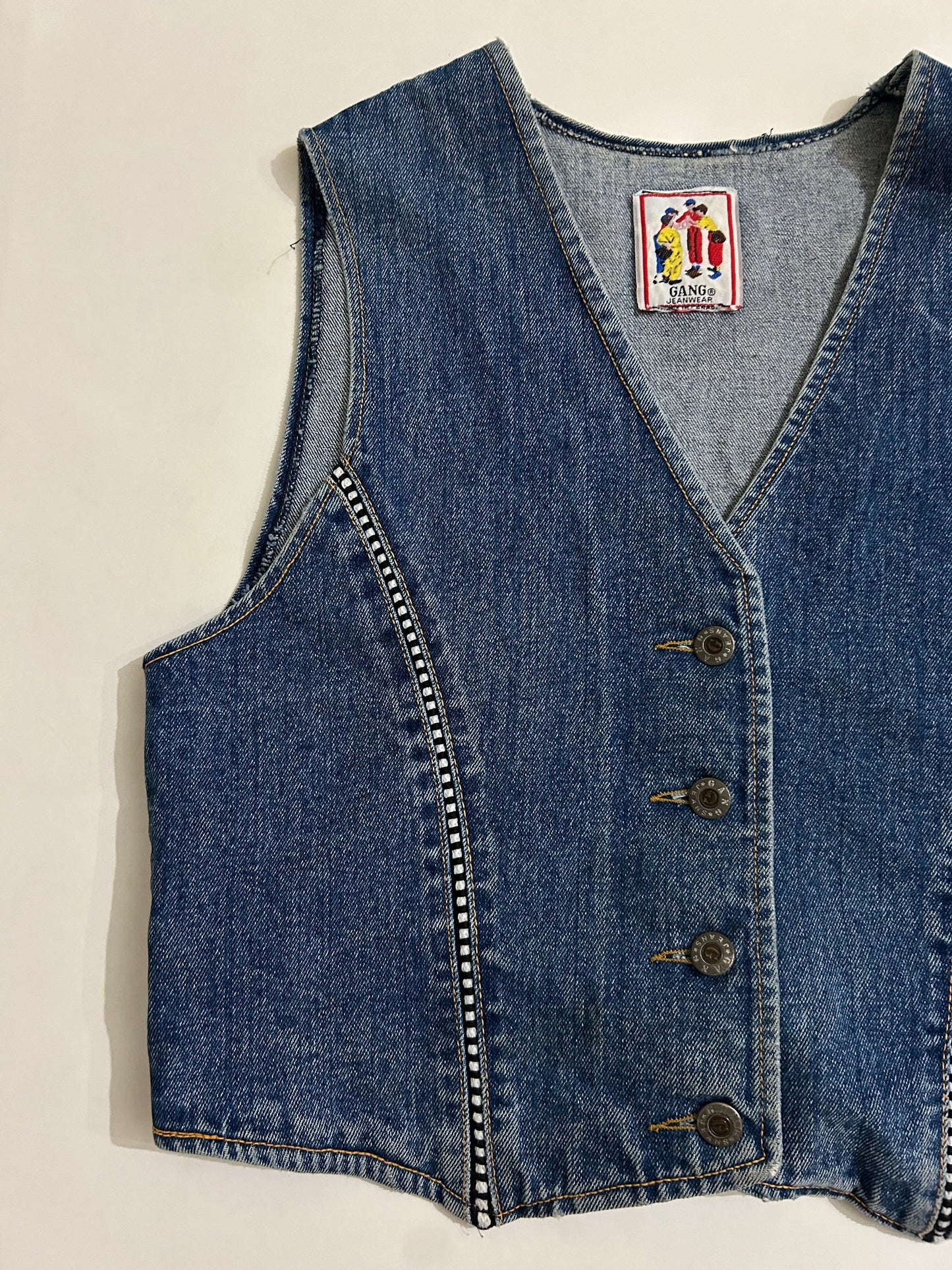 Printed Denim Vest