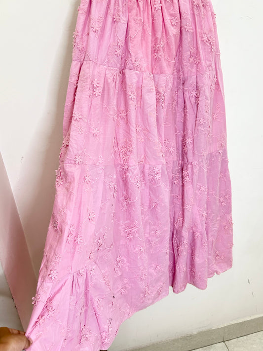 Cotton Pink Floral Skirt