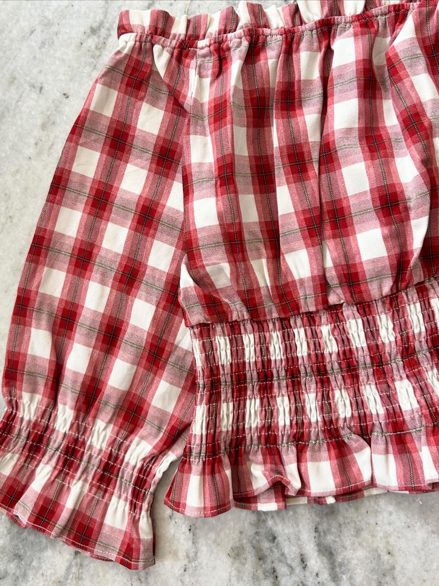 Checkered Off-Shoulder Top