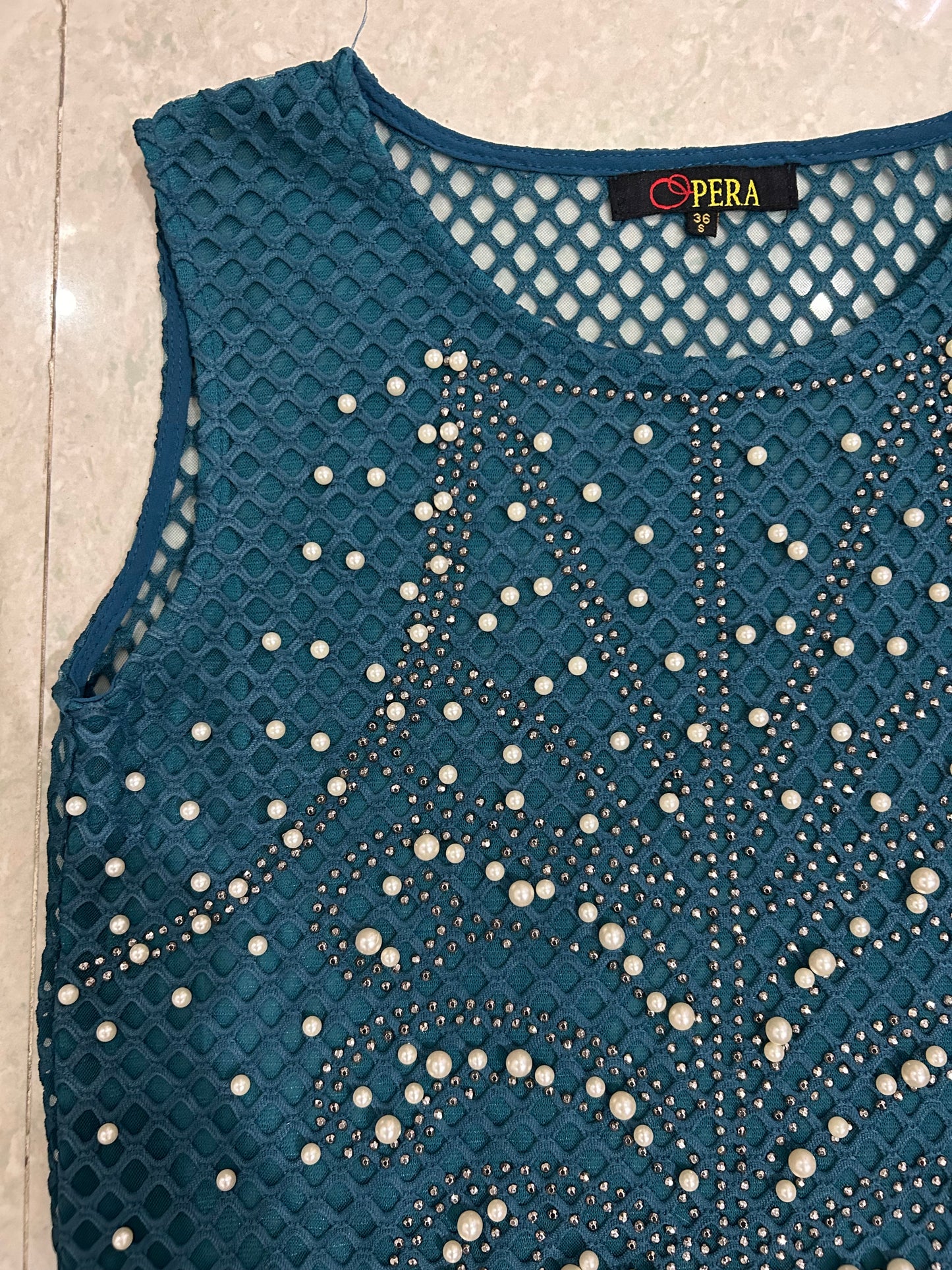 Pearl Embellished Fringe Top