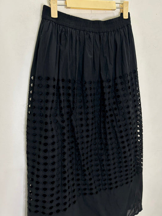 Cotton Black Cut Out Skirt with Lining