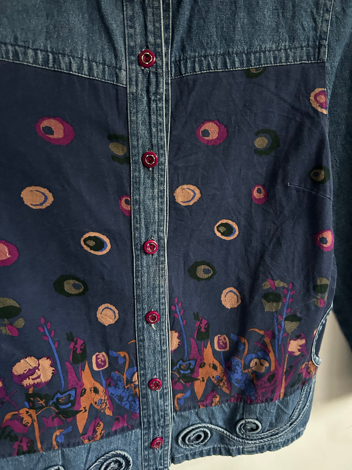 Floral Denim Shirt: 38”