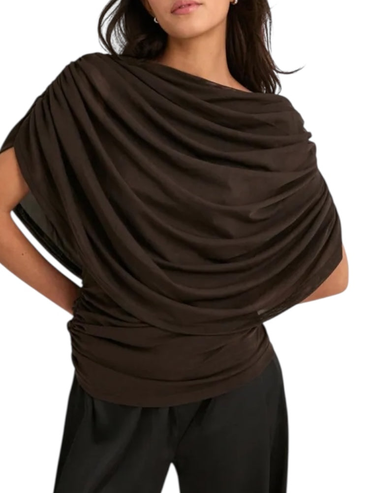 Drappy Brown Mesh Top