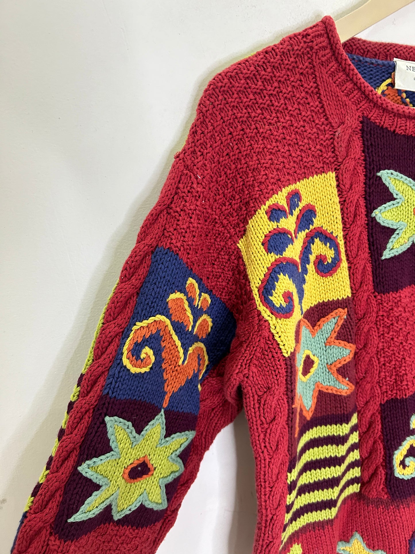 NEXT multicolored floral knit sweater.