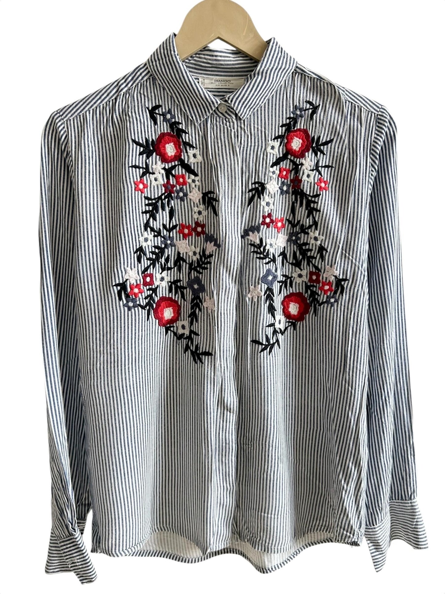 Striped Cotton Embroidered Shirt