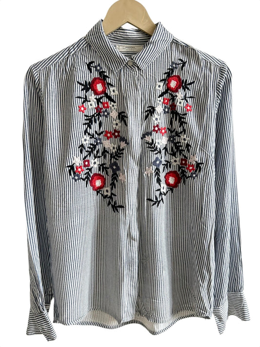 Striped Cotton Embroidered Shirt