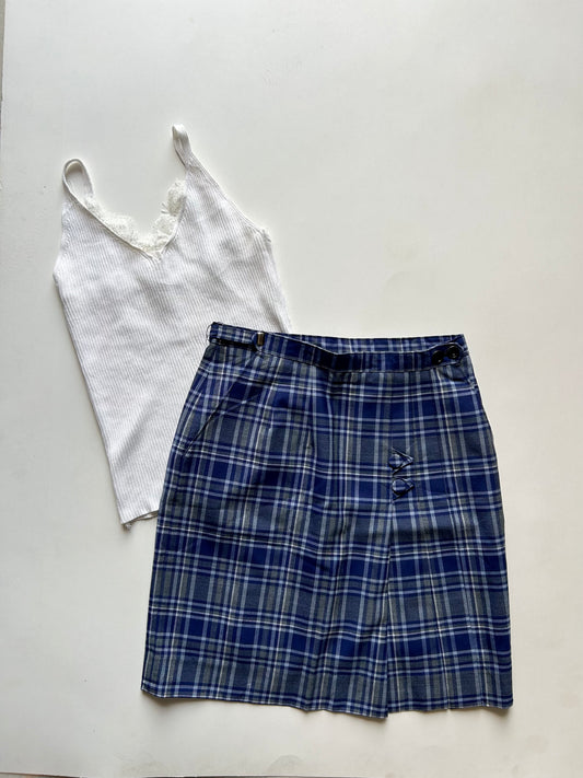 Blue Check Skirt Waist 26