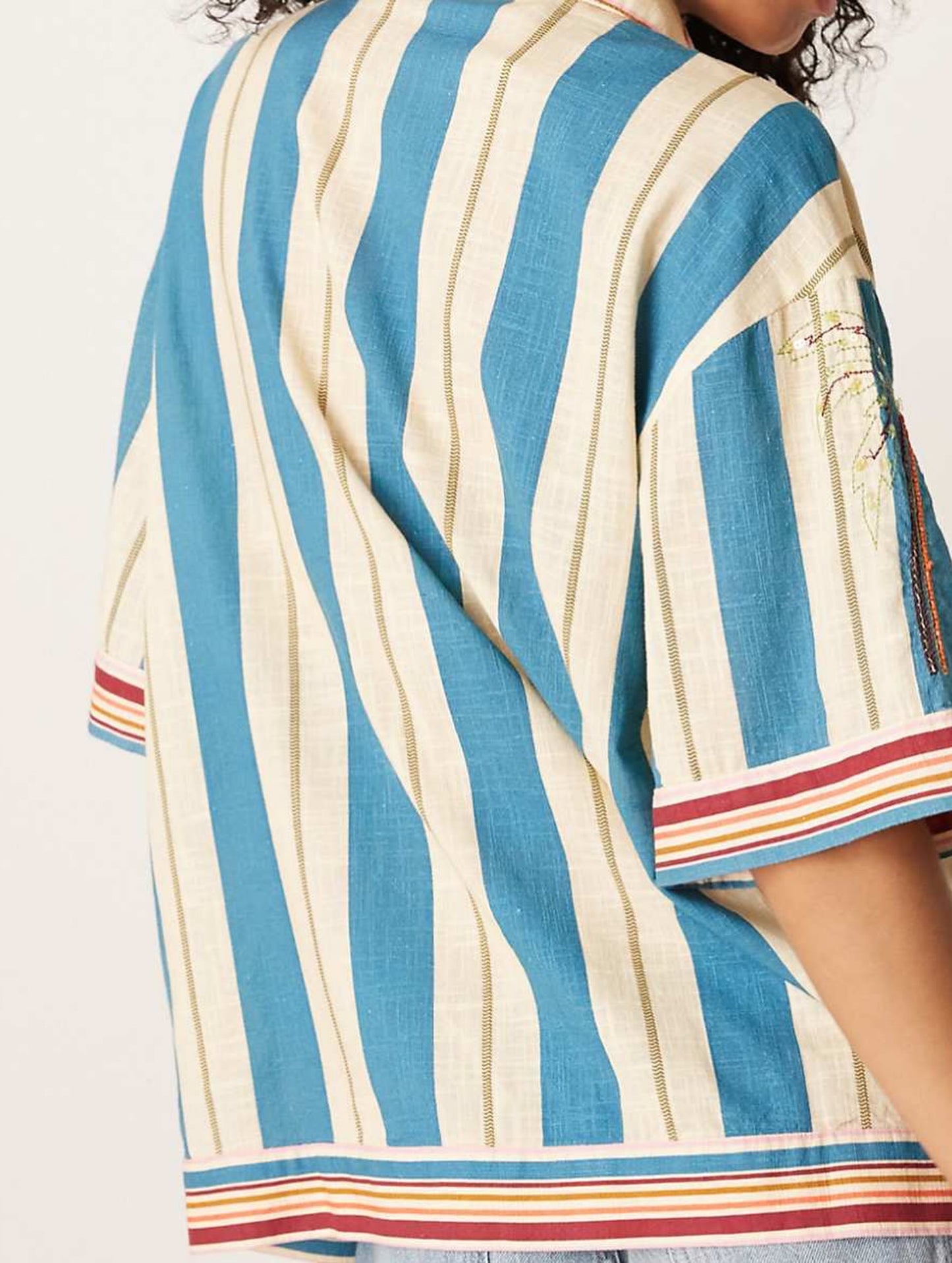 Cotton Embroidered Striped Shirt