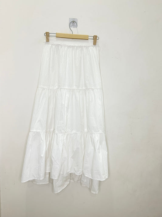White Cotton Solid Skirt