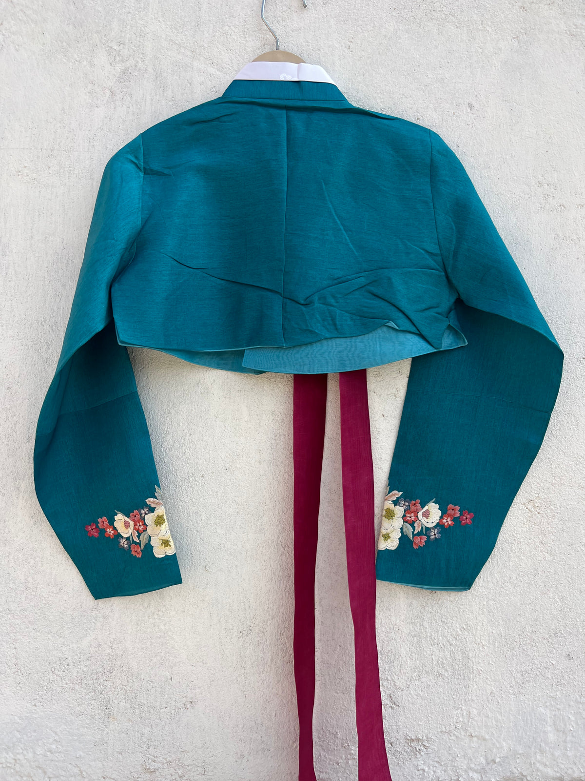 Blue Floral Hanbok Jacket: 32”
