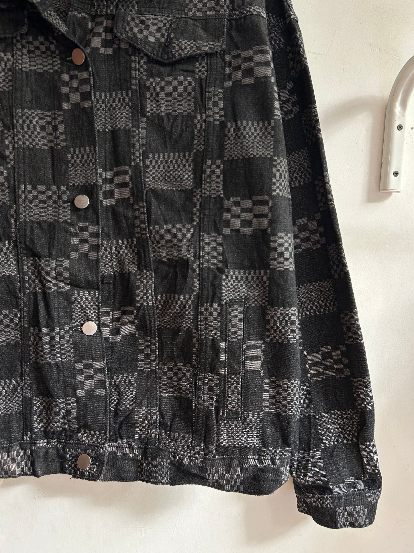 Black Patterned Denim Jacket