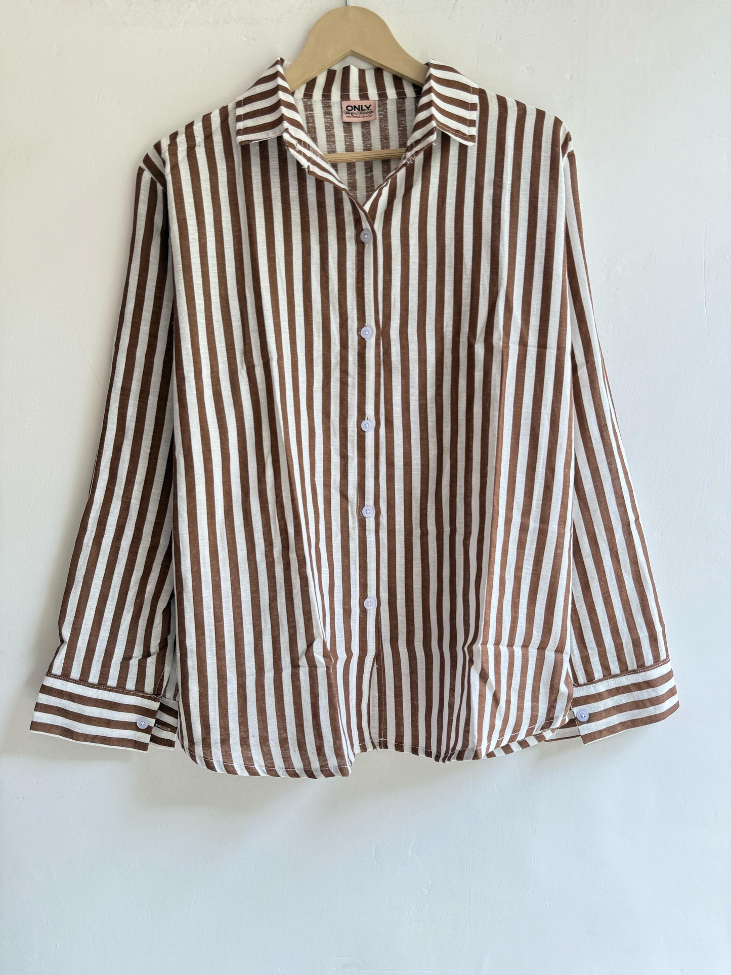 Brown Cotton Striped Shirt