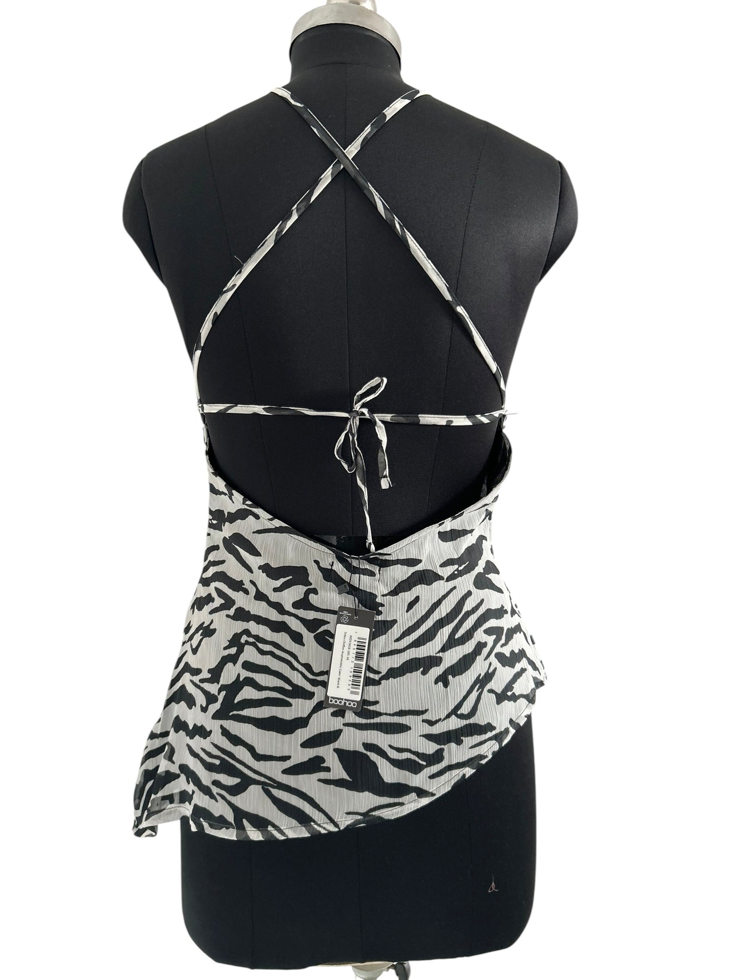 BOOHOO Zebra Chiffon Asymmetric Cami:34”
