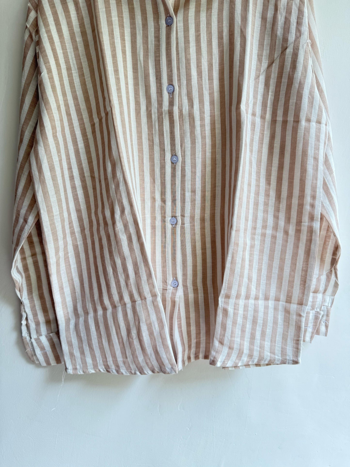 Beige Cotton Striped Shirt