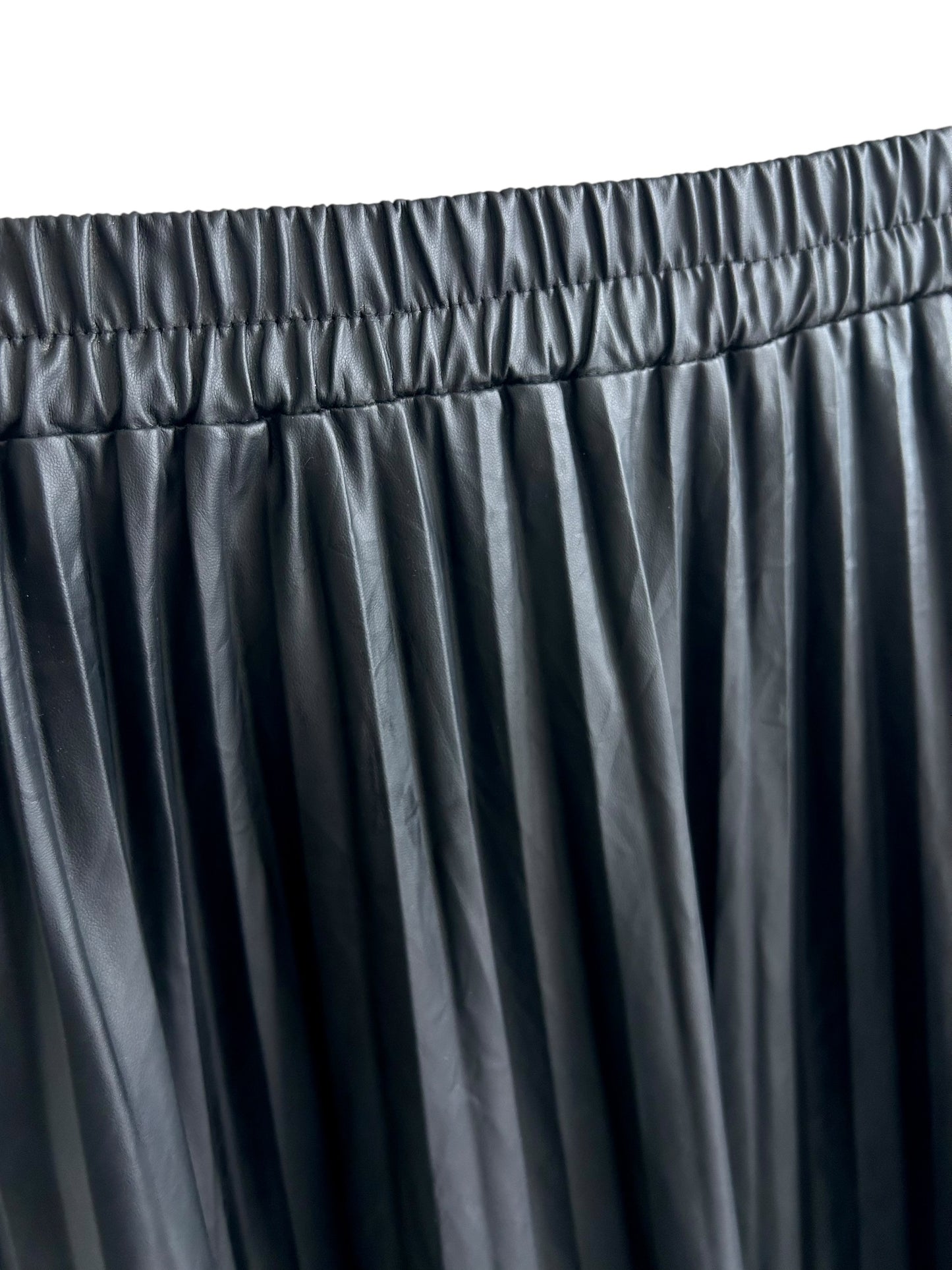 Pleated Leather Skirt