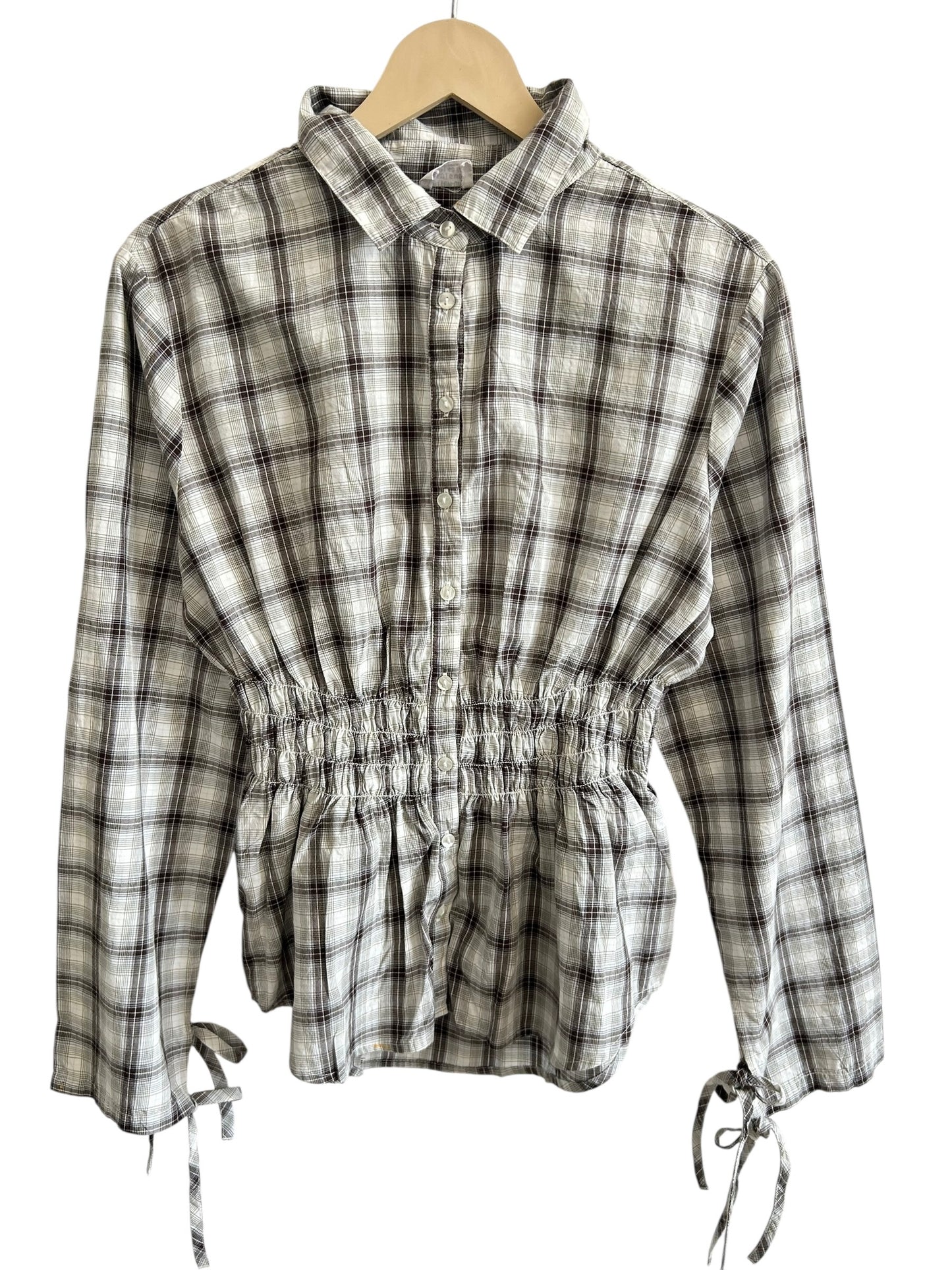 Striped Shirred Waist Shirt