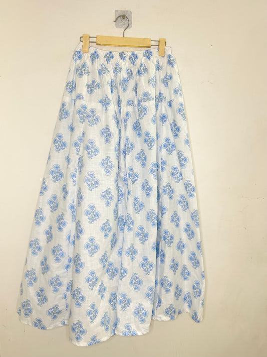 Block Print White-Blue Palazzo