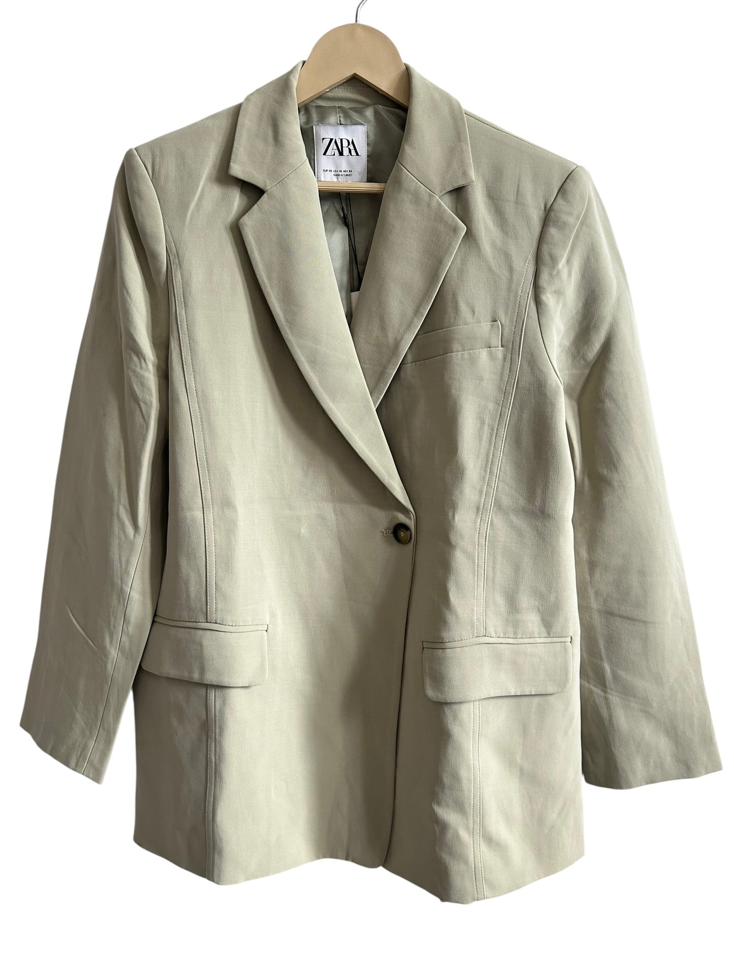 Zara Solid Green Blazer