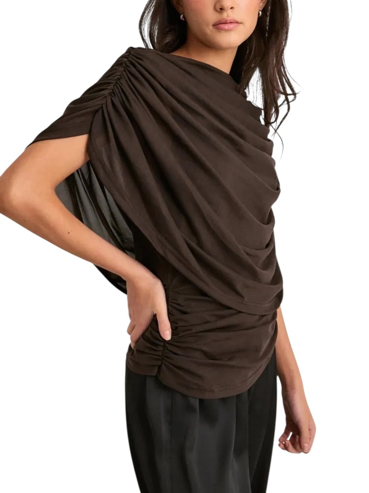Drappy Brown Mesh Top