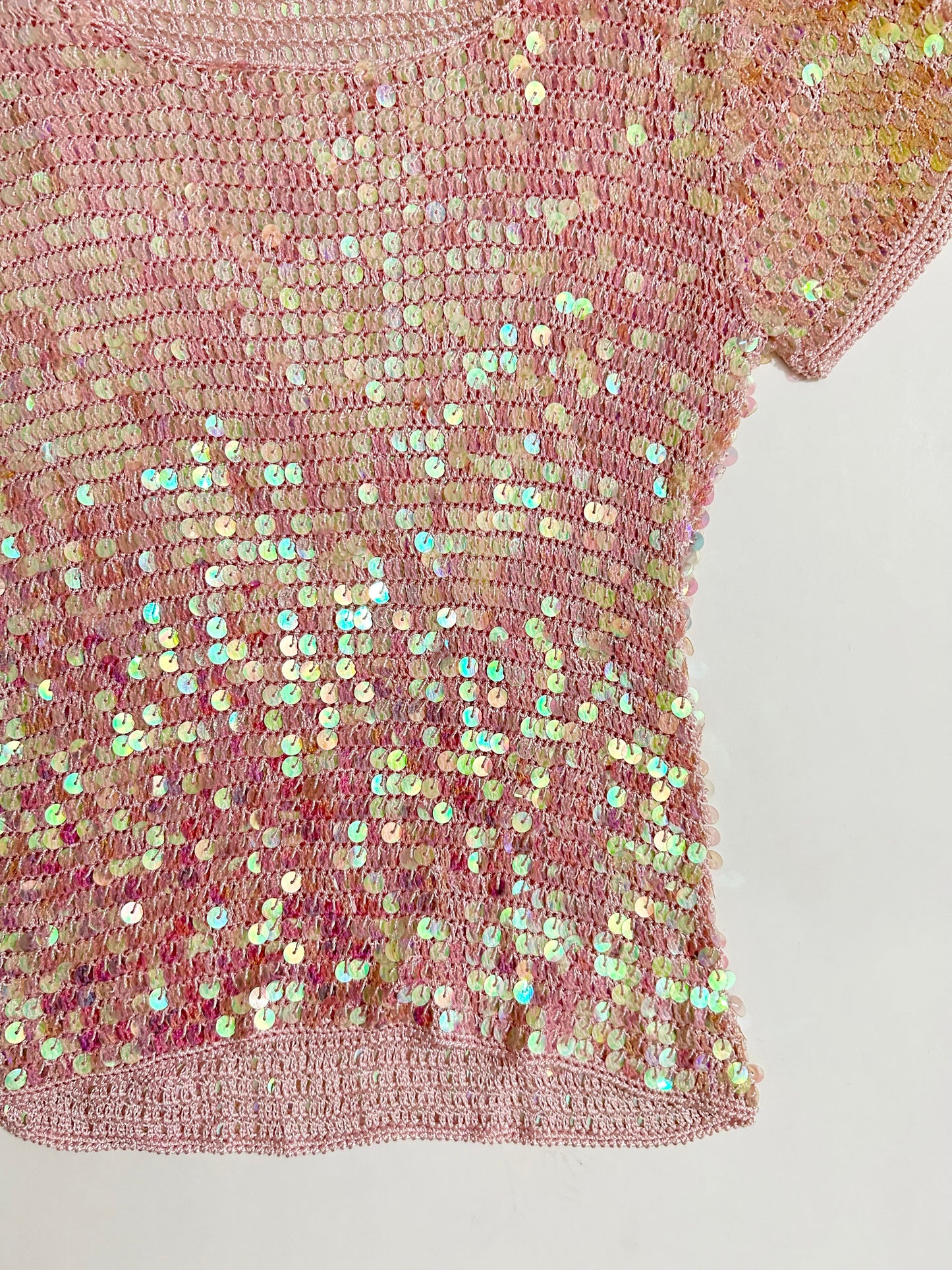Baby Pink Embellished Sequins Top