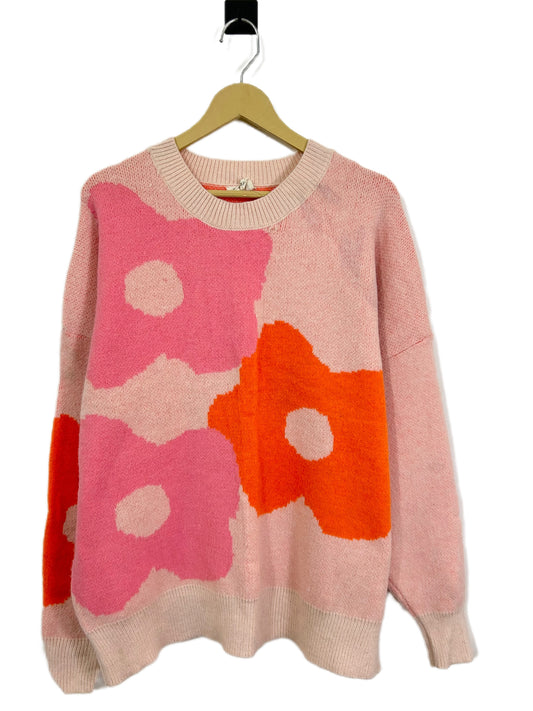 Orange Pink Floral Sweater