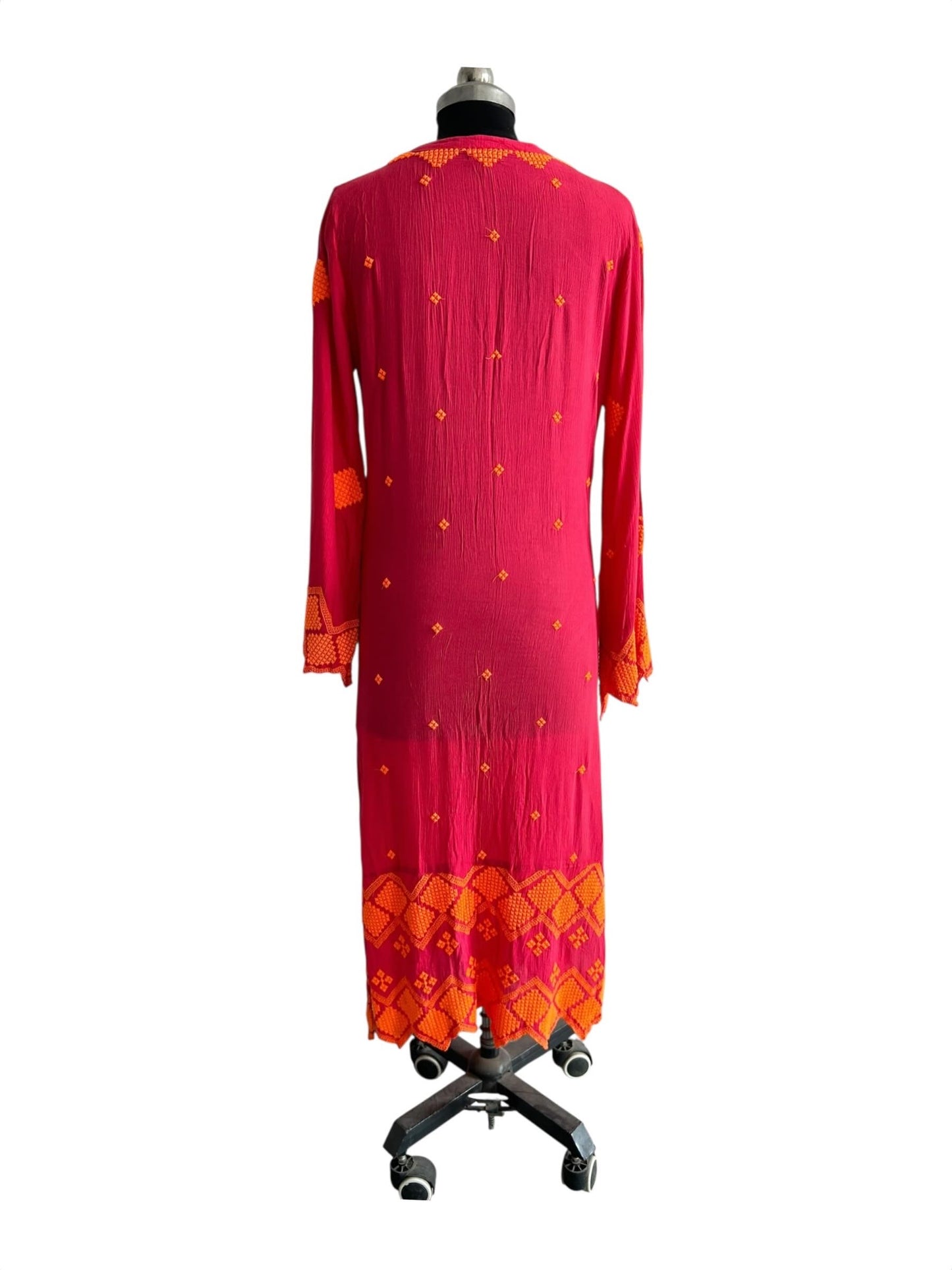 Pink Orange Embroidered Dress