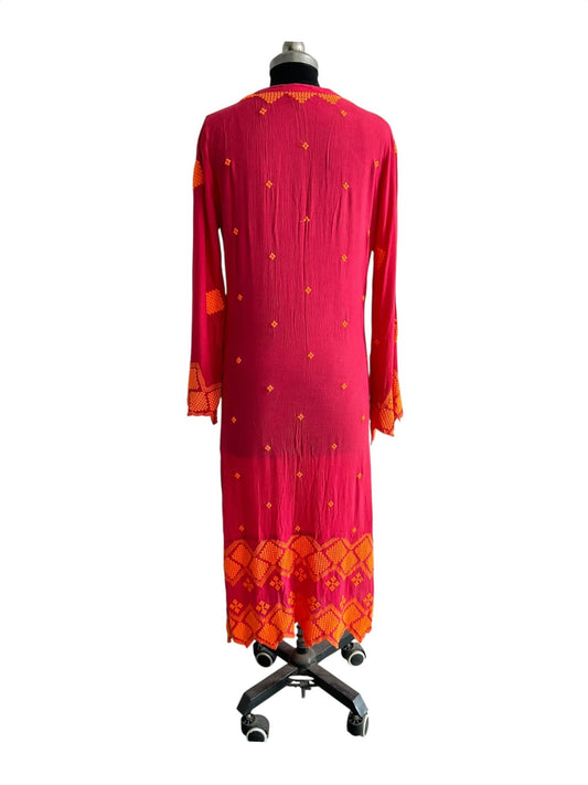 Pink Orange Embroidered Dress