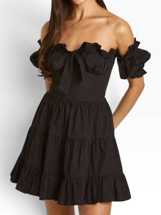 Black Off Shoulder Dress: 44”