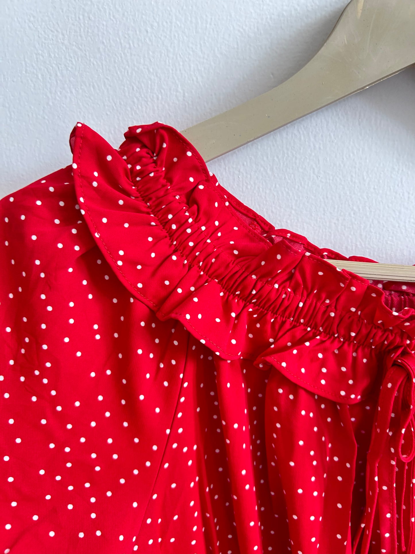 Red polka dot top