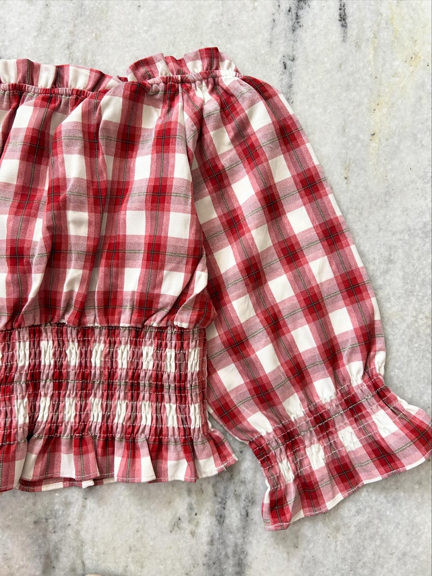 Checkered Off-Shoulder Top