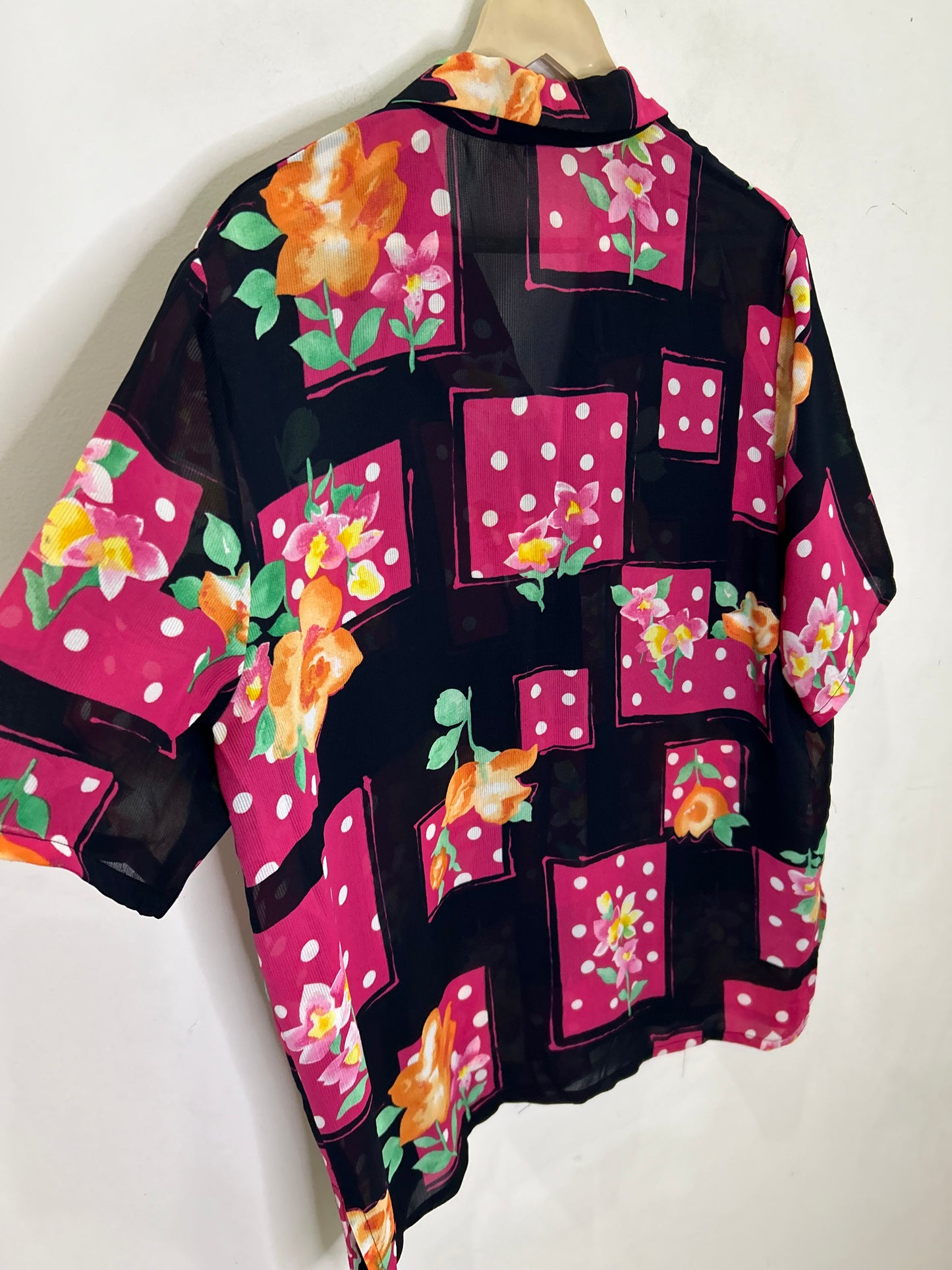 Polka Dot Floral Shirt: Chest-46”